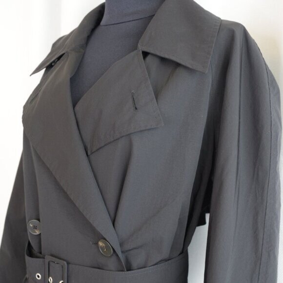 MaxMara Tebe Weekend Black Belted Trenchcoat Sz 8 - Picture 9 of 10